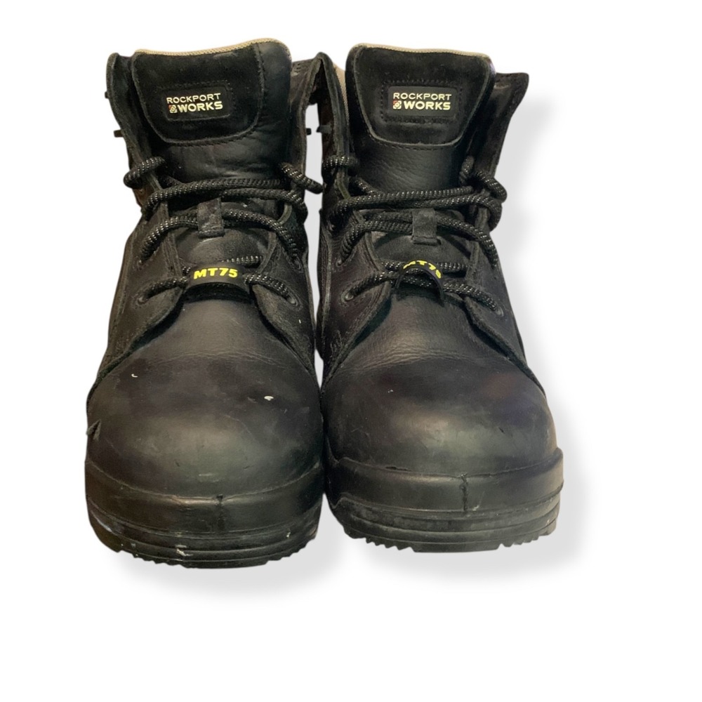 Rockport Works Women's Black Leather Steel Toe Safety Work Boots RK465 Sz 8.5 W - Picture 5 of 13